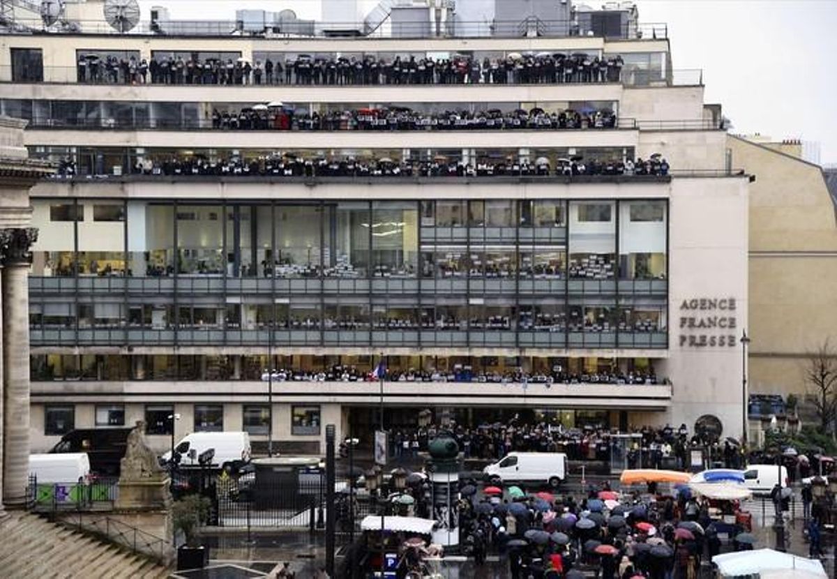 Concentració dels periodistes de l’agència internacional Agence France-Presse.