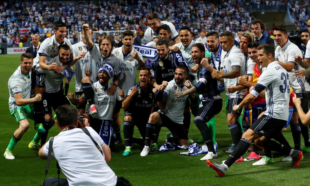 El Real Madrid celebra la Liga en Málaga