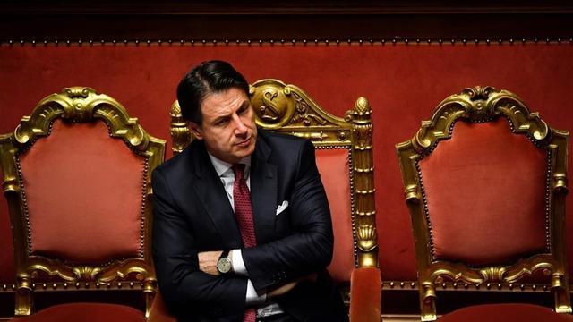 Giuseppe Conte, este martes, en el Senado tras presentar su dimisión.