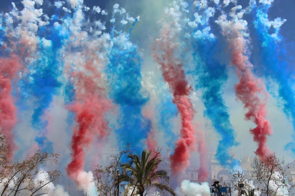 Así se vieron desde el balcón los espectáculos de colores.