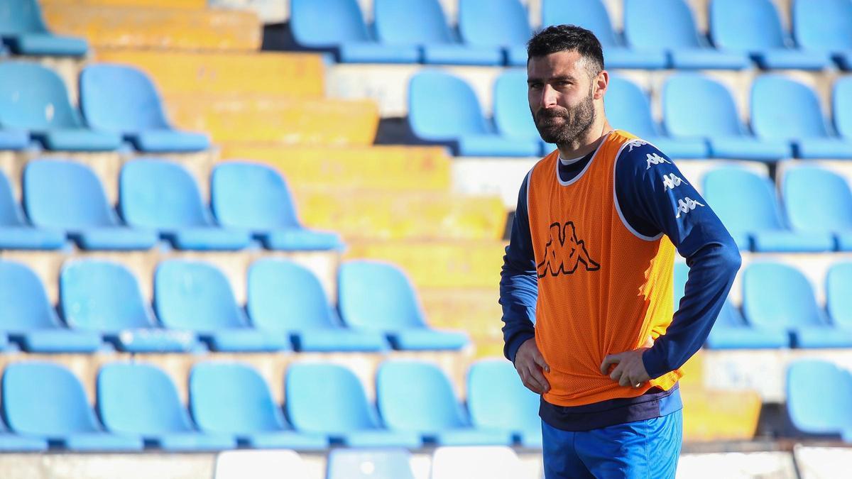 El delantero del Hércules Benja durante un entrenamiento esta semana