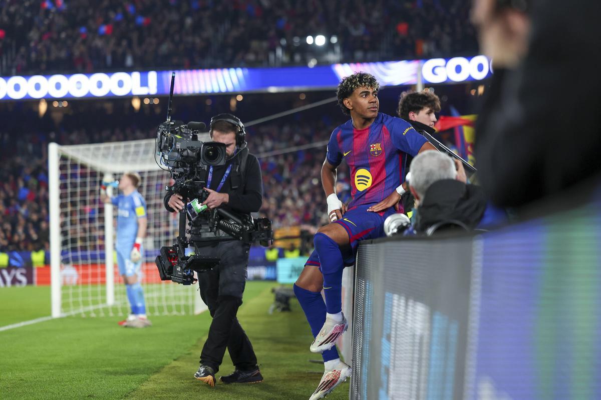 Lamine celebra su tanto ante el Newcastle