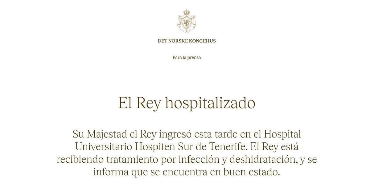 Comunicado de la Casa Real de Noruega.