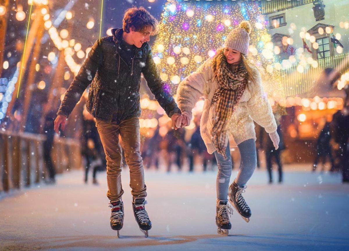 La Plaza Mayor se ha consolidado como epicentro de la Navidad cacereña, con su pista de hielo, cubierta por un paraguas de luces y acompañada de una vista privilegiada de la ciudad.