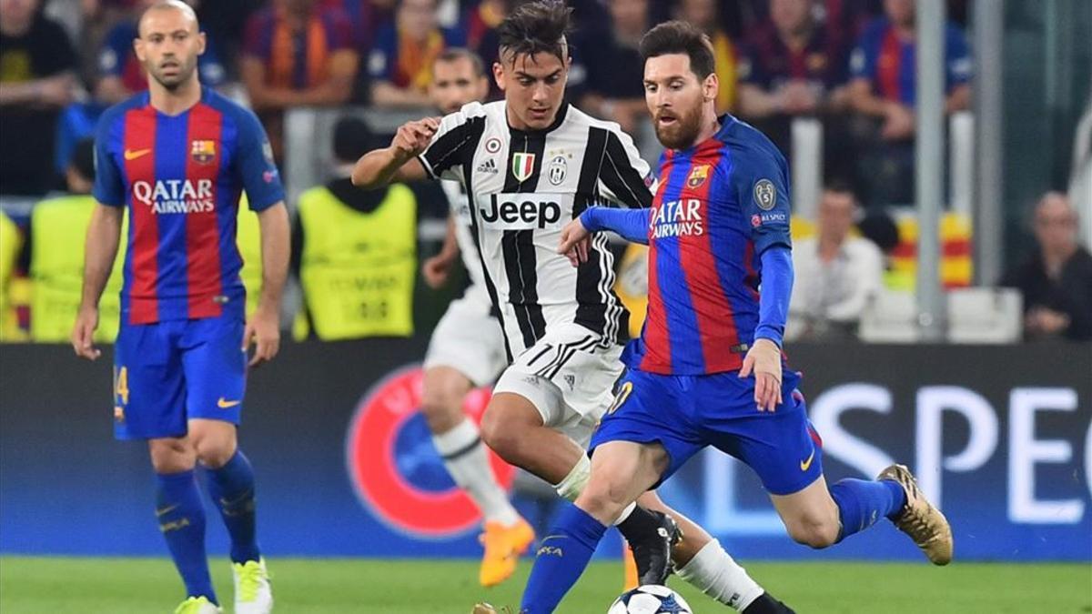 Messi y Dybala, en el Juventus - Barcelona del año pasado