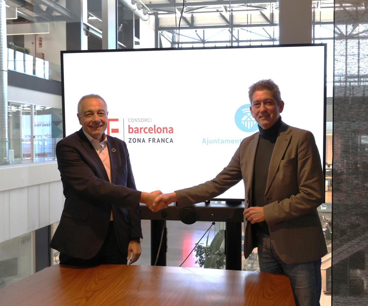 L’alcalde de L’Hospitalet, David Quirós, i el delegat especial de l’Estat al CZFB, Pere Navarro.