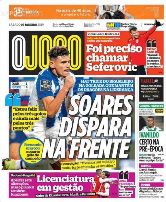 Portada O JOGO sábado 19 enero 2019