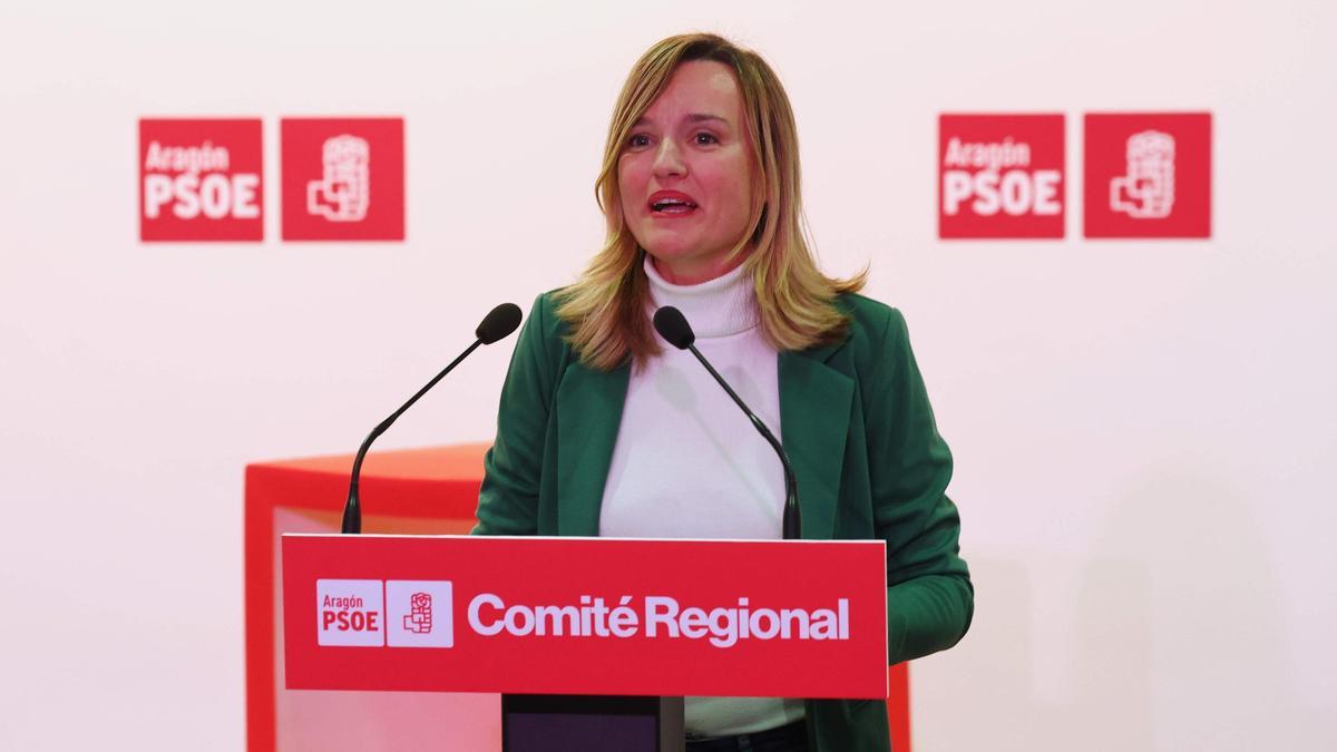 La secretaria general del PSOE Aragón, Pilar Alegría, este martes en el Comité Regional del partido.