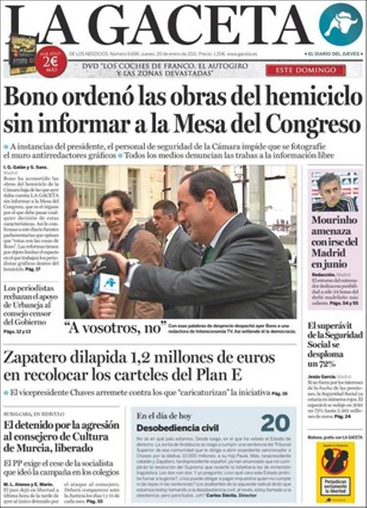 ’La Gaceta’ també dóna rellevància a dins que els magistrats ’progressistes’ agafen avui el control del Tribunal Constitucional, i que la crisi qüestiona l’eficiència energètica i econòmica de l’energia fotovoltaica.