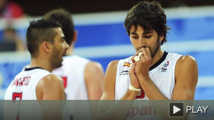 Ricky Rubio se lamenta tras perder ante Turquía.