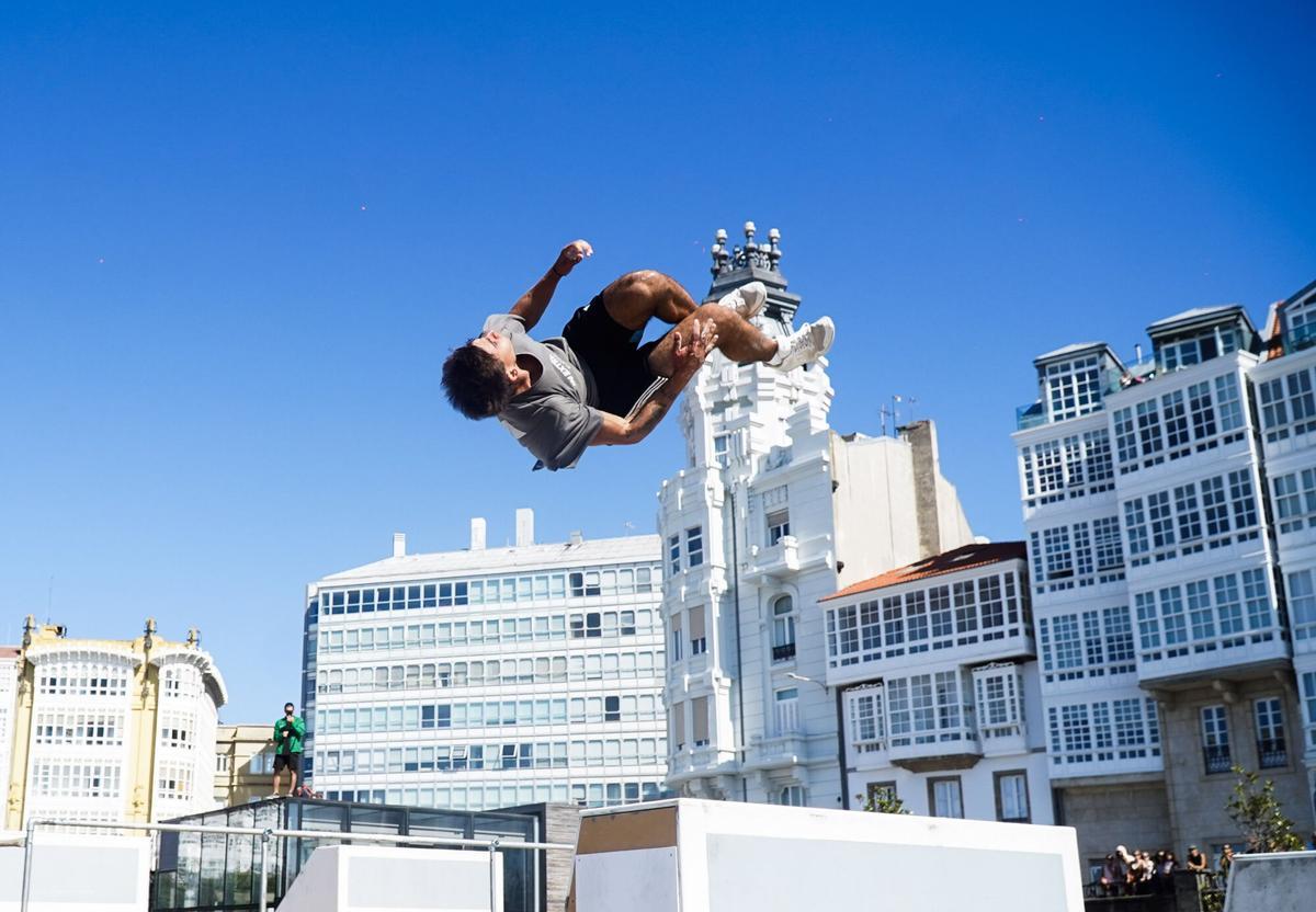 Espectaculares finales de Freestyle de parkour en GRAVITEO A Coruña Xacobeo