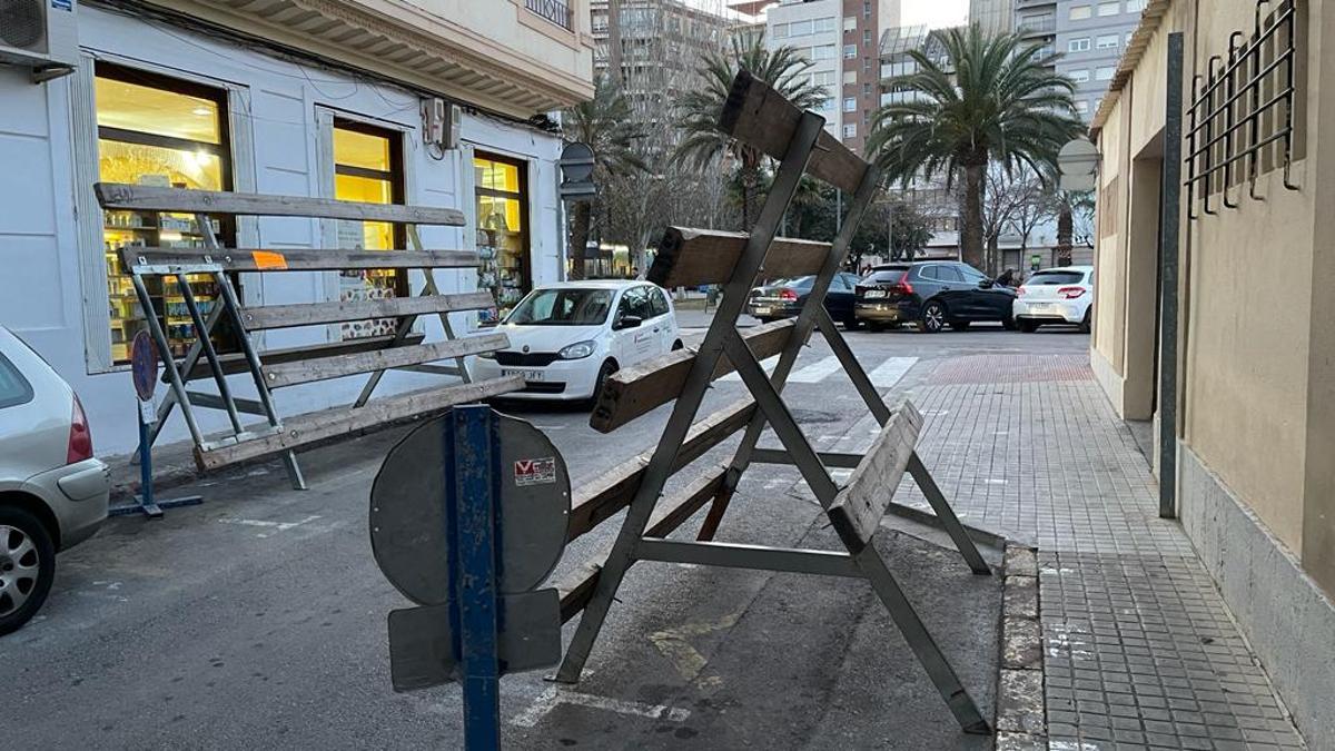 Barreras para los bous al carrer en las fiestas de Sant Antoni