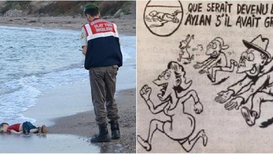 &#039;Charlie Hebdo&#039; dibuja a Aylan acosando a mujeres