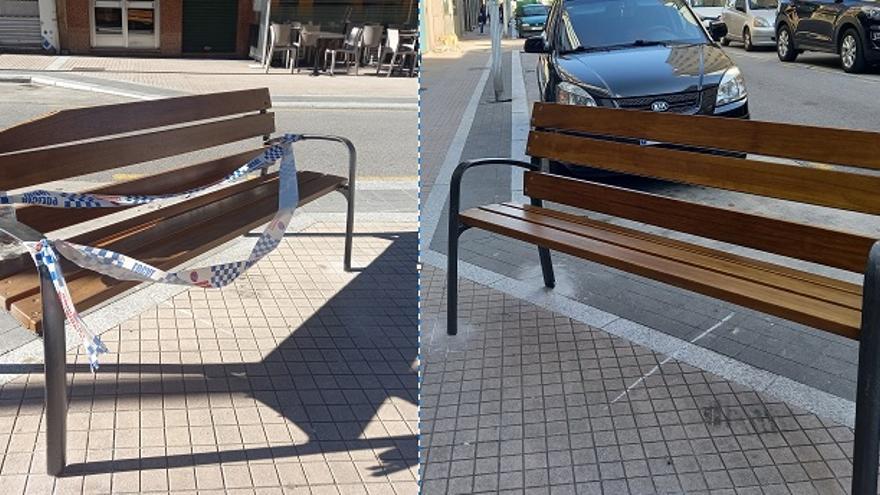 Dañado uno de los nuevos bancos de la calle Echegaray de Pontevedra en menos de una semana