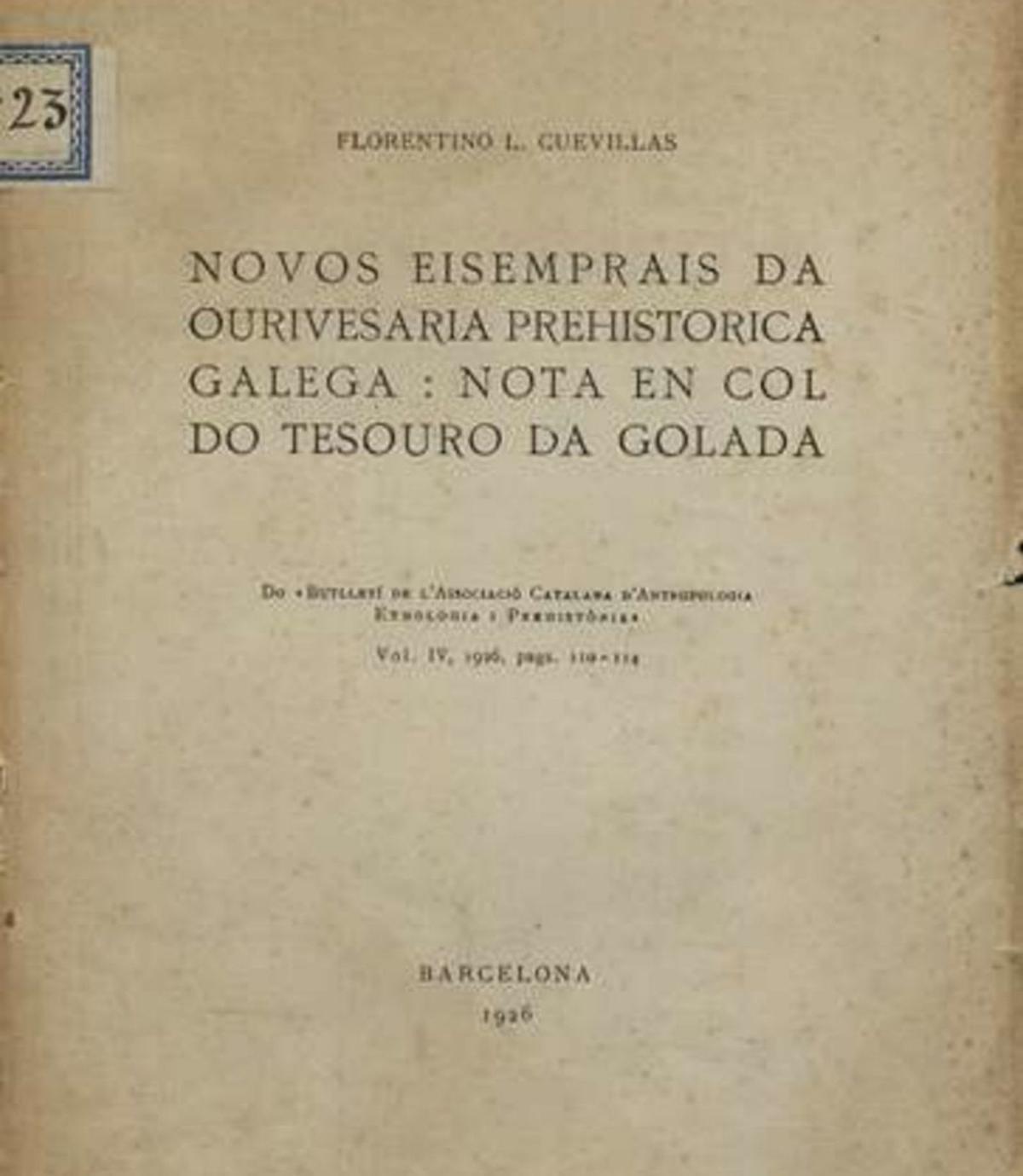 Publicación de F. Cuevillas.  