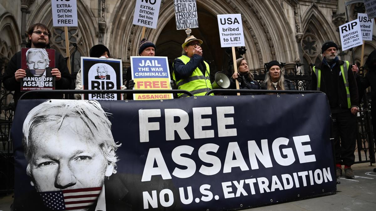 Una manifestación en apoyo a Julia Assange.
