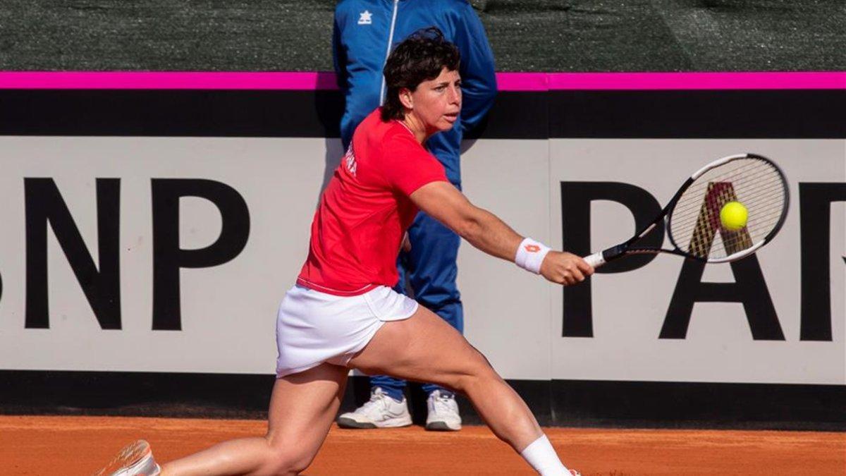 Carla Suárez, durante el partido disputado en La Manga