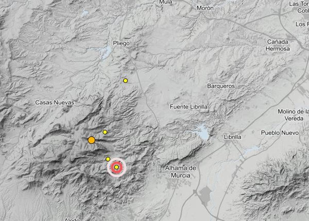 Epicentro de los temblores.