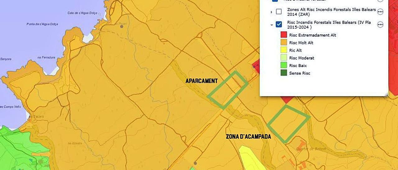 Cartografía difundida del GOB para mostrar que el proyecto está en zona de riesgo de incendio.