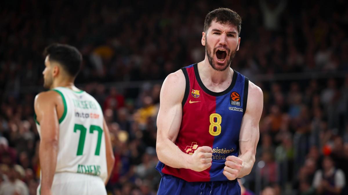 Darío Brizuela, en un partido de Euroliga contra Panathinaikos