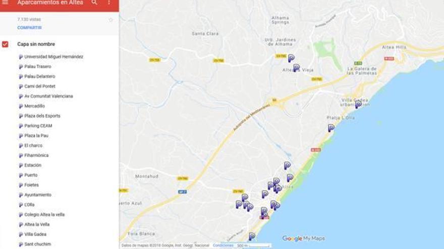 El mapa virtual que podrá consultarse en Google Maps con las chinchetas.
