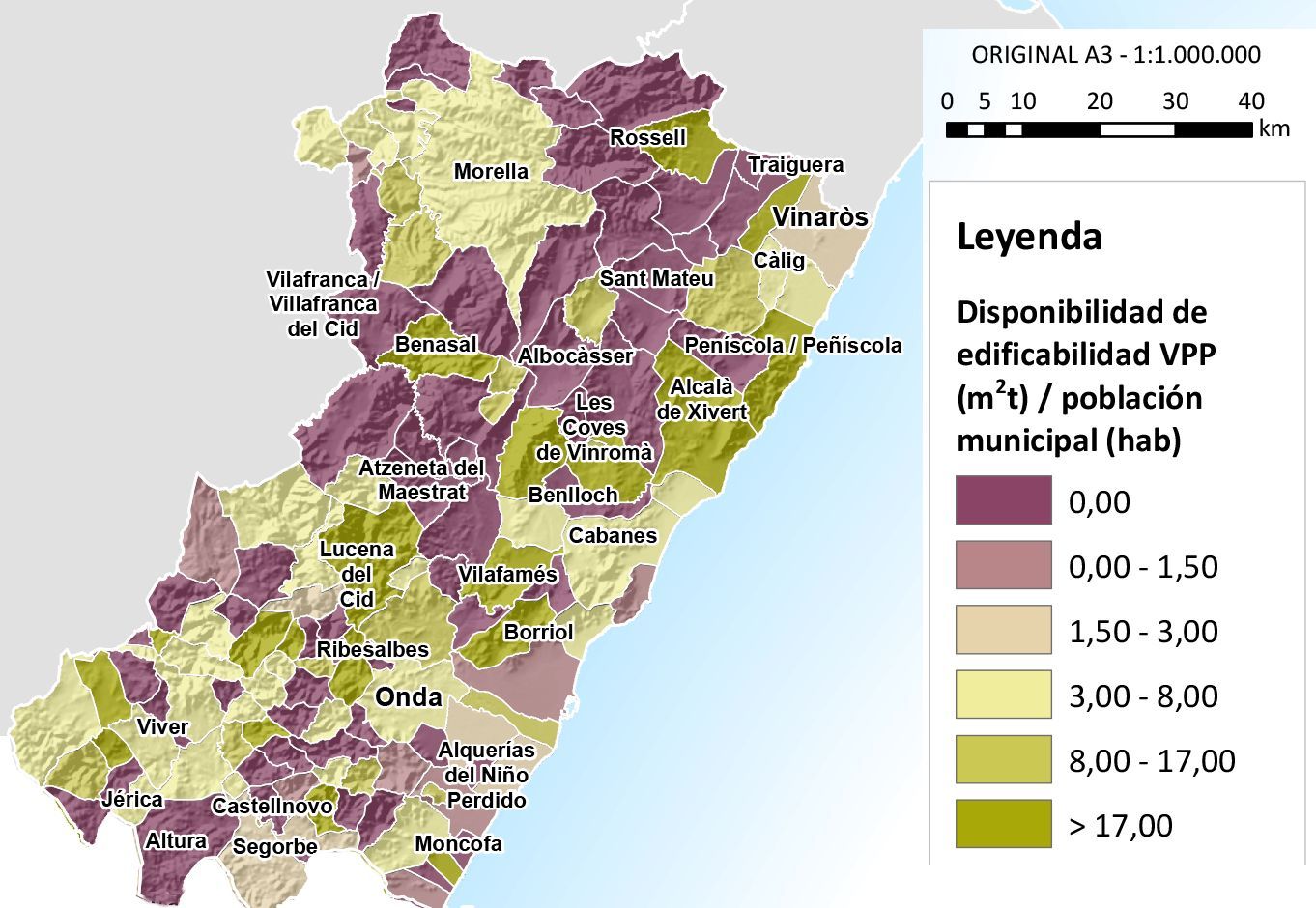 Informe de Vielca para la Generalitat en el 2021. Provincia de Castellón. Edificabilidad de vivienda protegida.