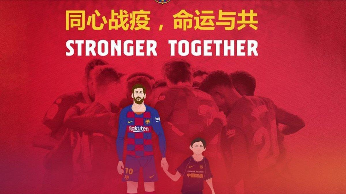 Imagen de la campaña del Barça en solidaridad con el pueblo chino