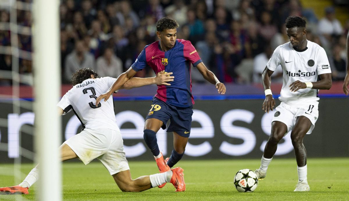 Lamine Yamal en el partido contra el Young Boys.