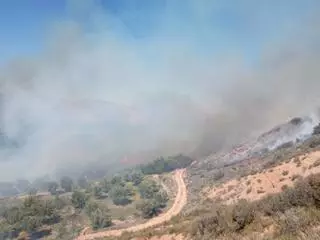 Declarado un incendio en Albalate del Arzobispo que puede afectar a la zona urbana