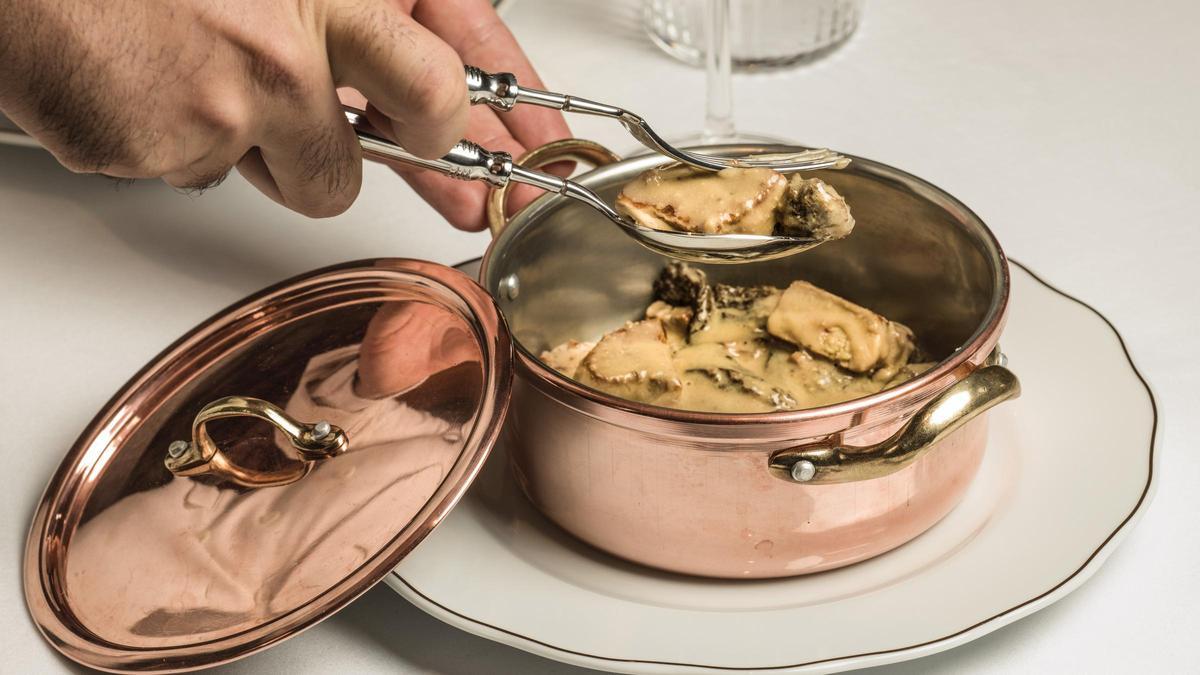 Colmenillas a la crema de 'foie', en versión de Ramón Freixa.