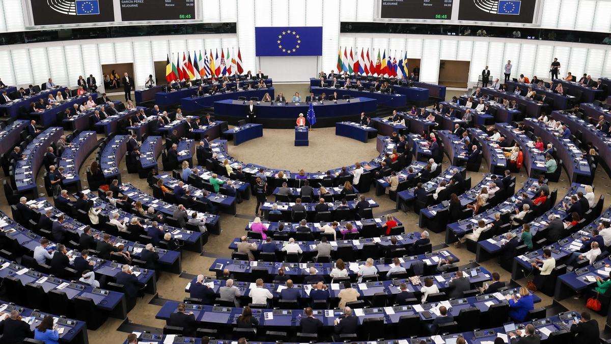 Ursula von der Leyen, durante el debate del estado de la Unión en el Parlamento de Estrasburgo, este miércoles.