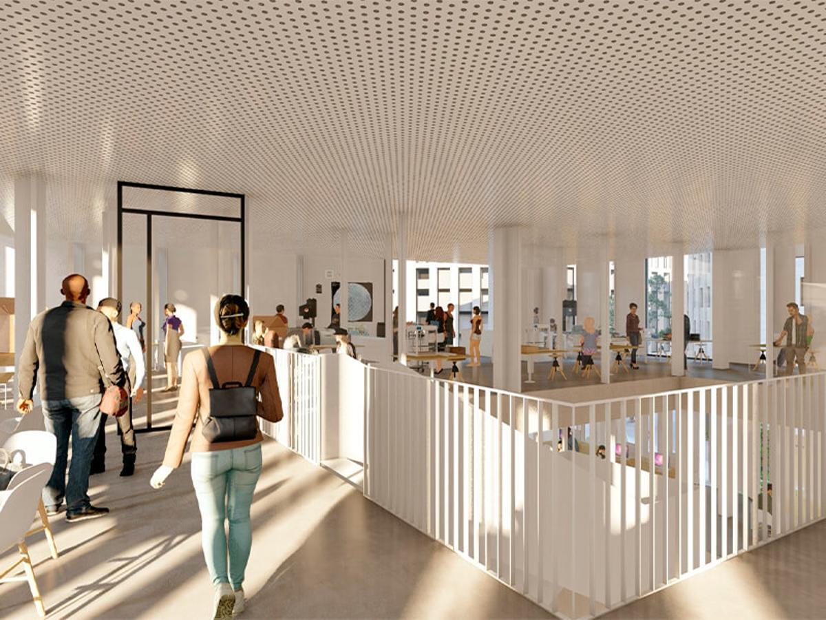 Recreación digital del interior del nuevo campus de LCI Barcelona que abrirá en septiembre en el distrito 22@.
