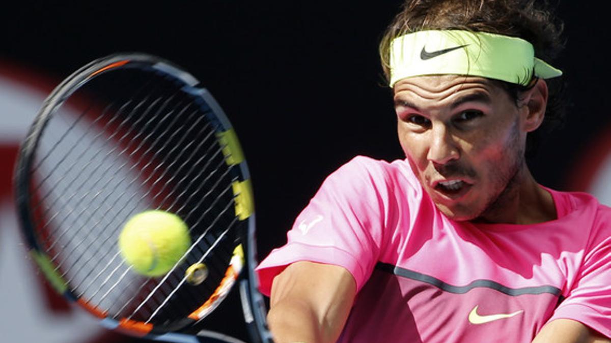 Rafael Nadal durante su partido contra Kevin Anderson en el Abierto de Australia