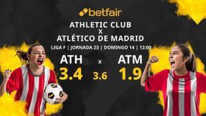 Athletic Club Femenino vs. Atlético de Madrid Femenino: horario, TV, estadísticas, clasificación y pronósticos