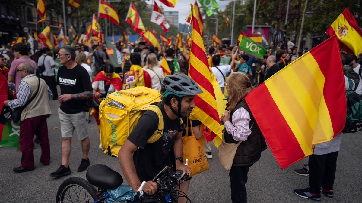 Manifestación por el 12-O, Día de la Hispanidad, en Barcelona