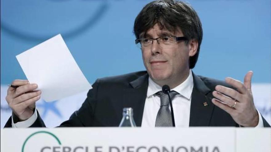 Carles Puigdemont, ahir en la reunió del Cercle d&#039;Economia.