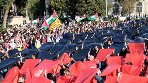 Manifestación en solidaridad con el pueblo palestino en Barcelona