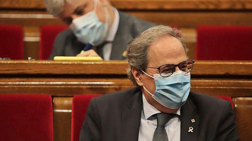 El president, Quim Torra, en el ple monogràfic del dia 7 d&#039;agost.