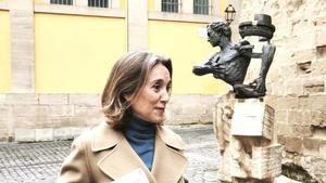 Cuca Gamarra, hoy en Logroño, antes de dirigirse a los periodistas.