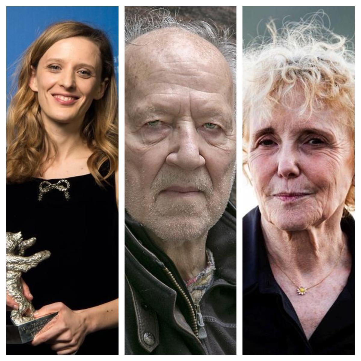 Los directores de cine Mia Hansen-Love, Werner Herzog y Claire Denis.