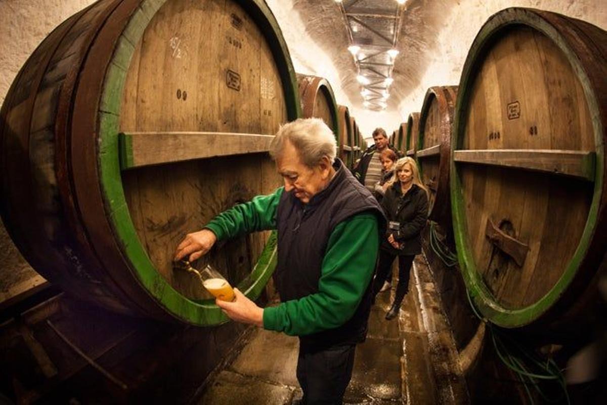 Bodegas subterráneas de la fábrica de cerveza Prazdroj, que elabora Pilsner Urquell.