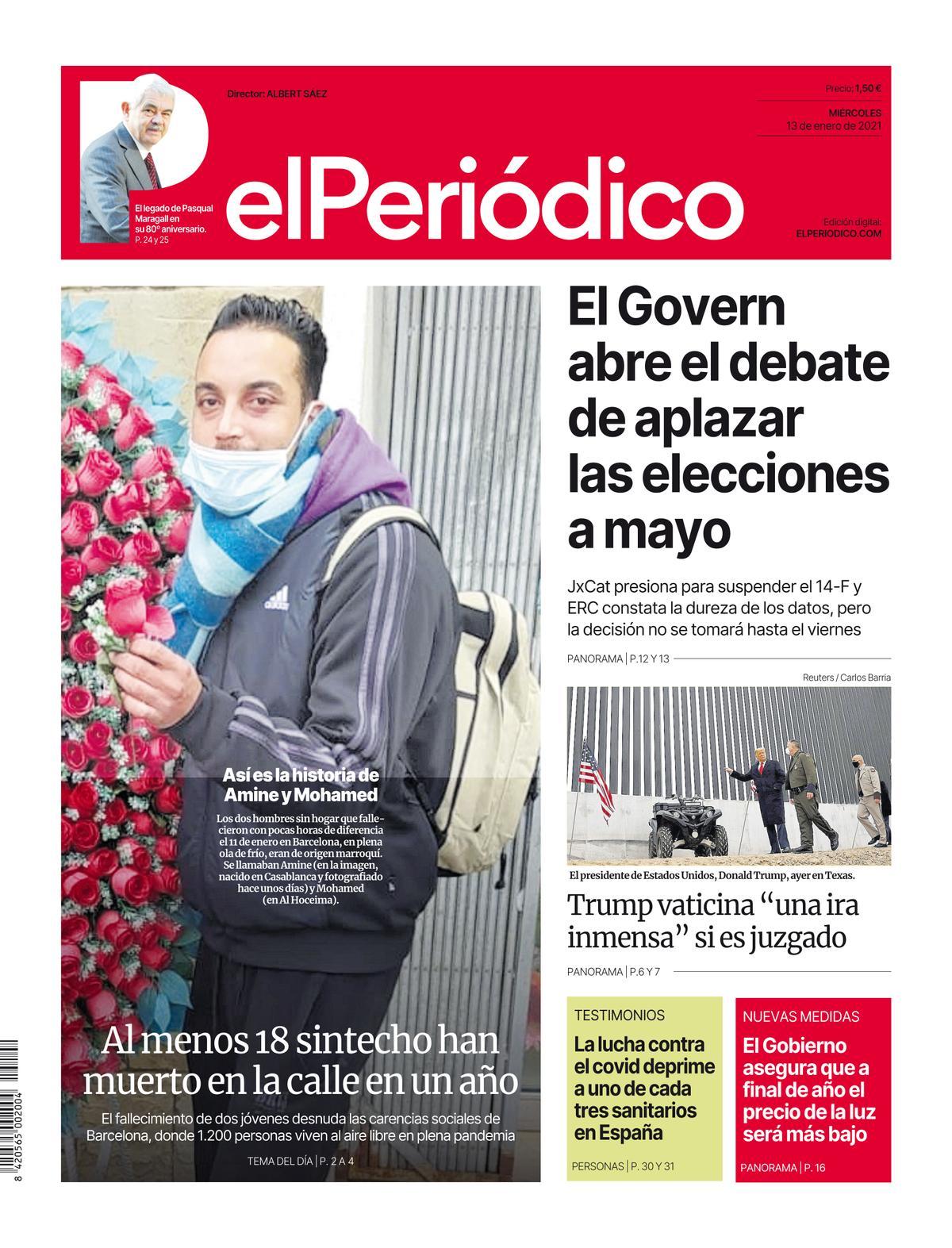 La portada del 13 de gener de 2021