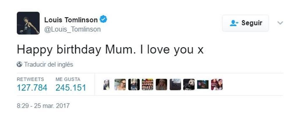 Mensaje de Louis Tomlinson en Twitter