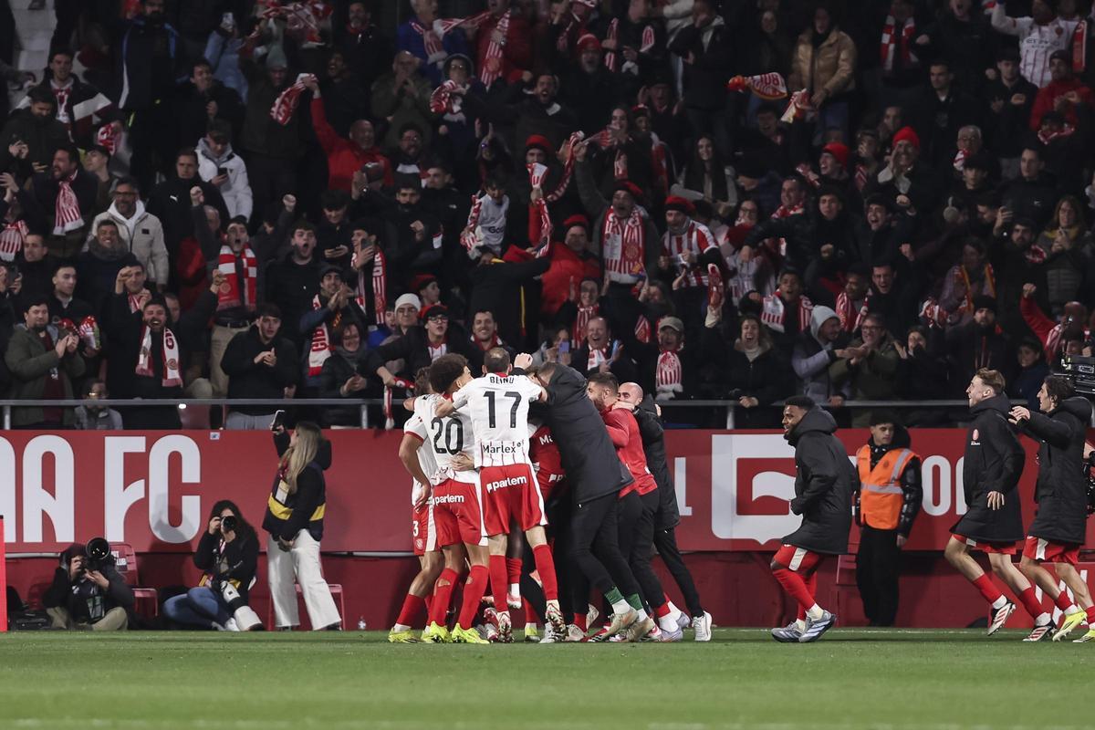 Montilivi va vibrar amb el segon gol del Girona contra el Barça