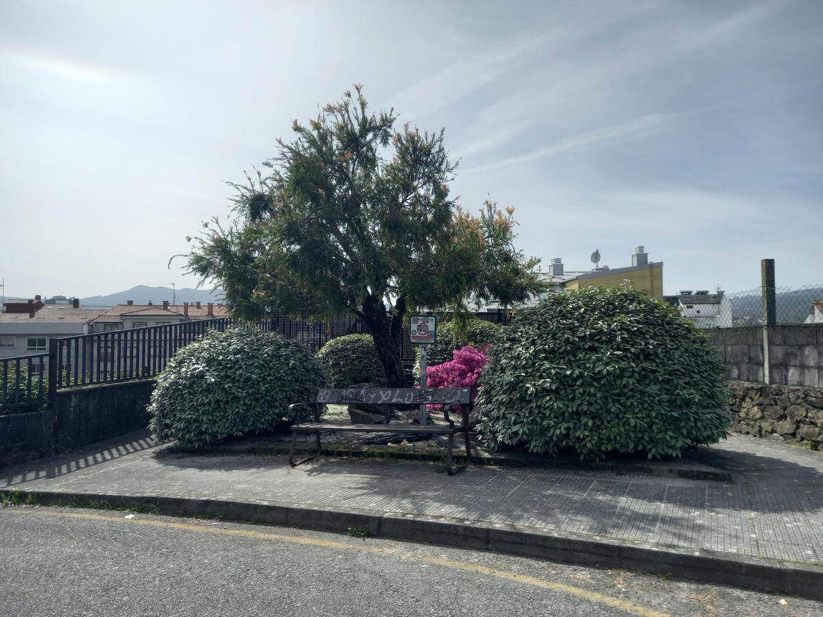 El punto en el que tienen lugar los intercambios, en una pequeña plaza en el Camiño da Ruza.