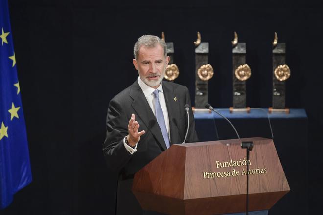 Imagen del Rey Felipe VI en la ceremonia de la entrega de los Premios Princesa de Asturias.