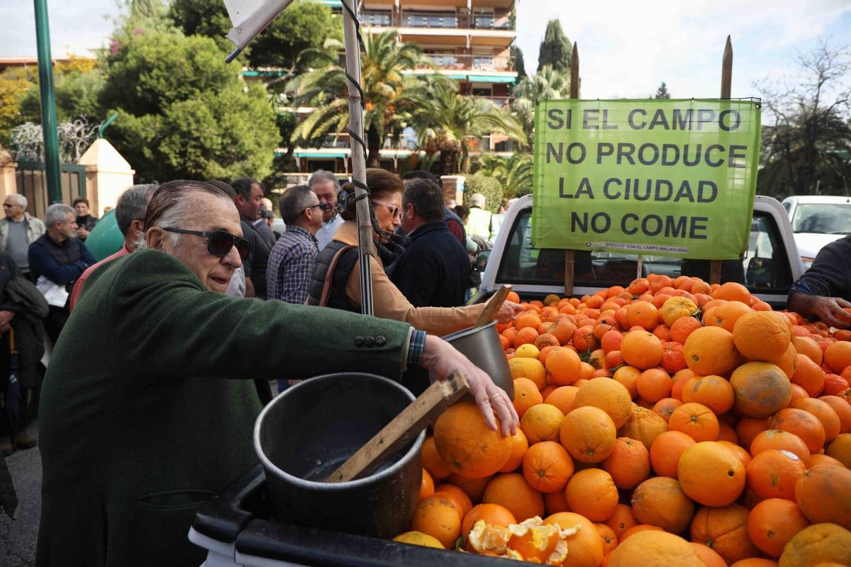 Protestas del campo malagueños, tras la firma del acuerdo Mercosur