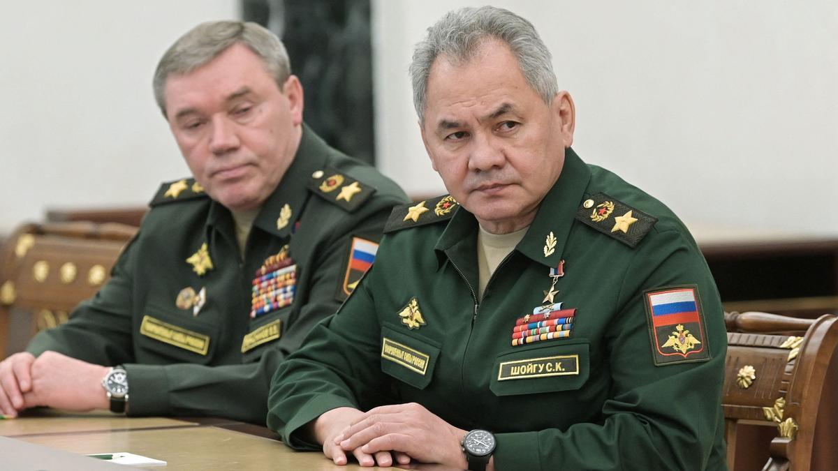 Russian Defence Minister Sergei Shoigu and Chief of the General Staff of Russian Armed Forces Valery Gerasimov attend a meeting with Russian President Vladimir Putin in Moscow,