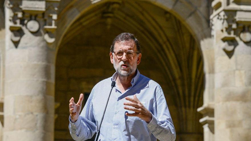 Mariano Rajoy en el monasterio de San Rosendo de Celanova.