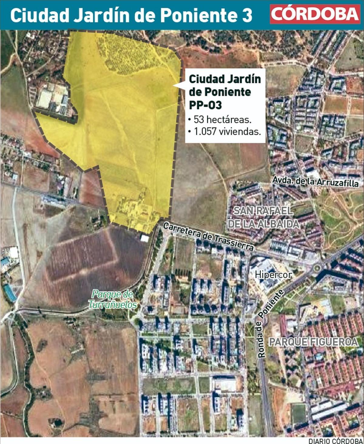 Gráfico del proyecto de reparcelación de la Ciudad Jardín de Poniente 3,
